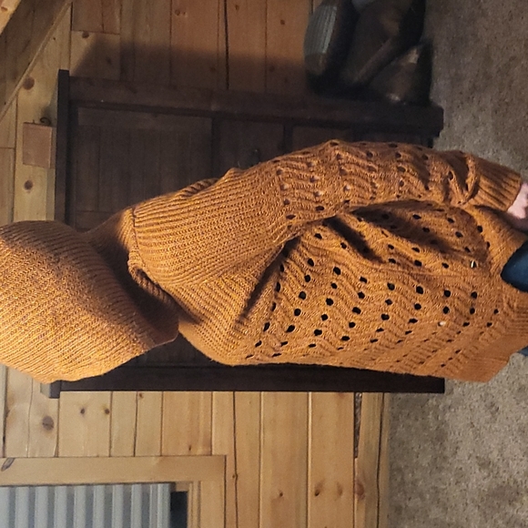 Medium Rust color sweater with hood.  Worn 3x. Light an breezy. - Picture 3 of 3